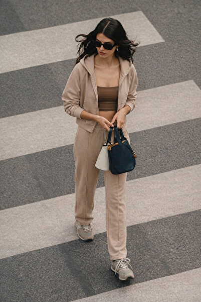 Wear Three Points Taş Rengi Zipper Sweatshirt