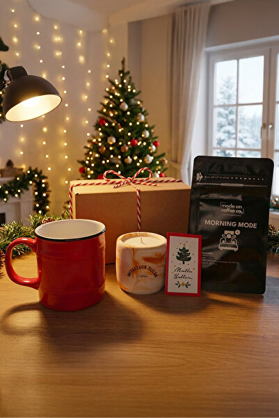 Butik Beton Soya Mum, Filtre Kahve ve Kupa Yılbaşı Hediye Seti - Vanilya Tarç...