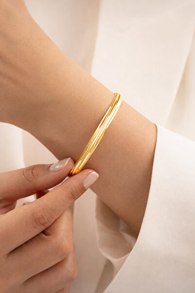 Çgk Çiğdem Gürel Kuyumculuk 8 Ayar Altın Düz Çizgili Tasarım Hediyelik Bilezi...