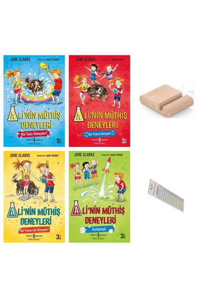 TÜRKİYE İŞ BANKASI KÜLTÜR YAYINLARI Ali'nin Müthiş Deneyleri - İlkokul Ortaokul Deney ve Bilimsel Araştırma - 4 Kitap + Tablet Standı
