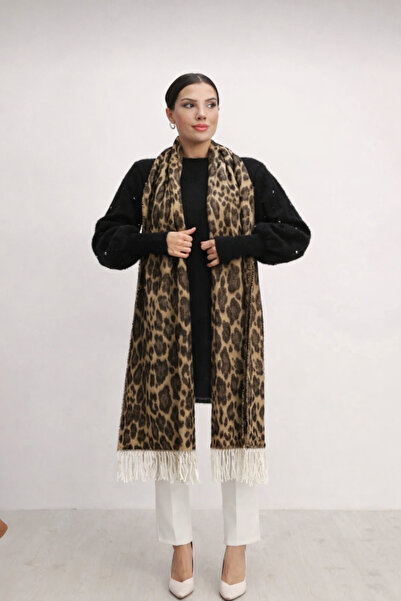 Store Leopar desen büyük boy atkı