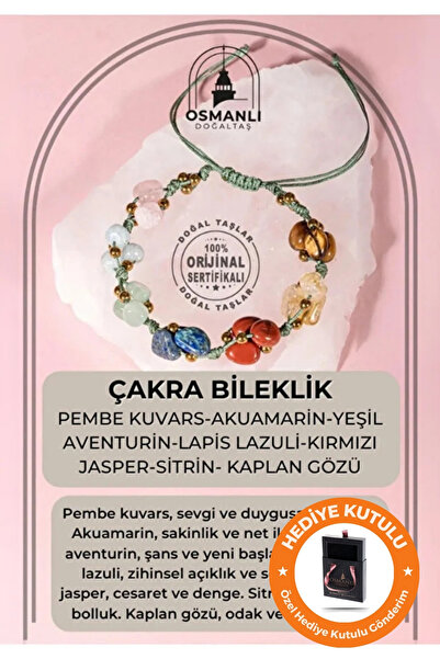 OSMANLI DOĞAL TAŞ Orijinal & Sertifikalı 7 Çakra Gerçek Doğal Taş Kutulu & El...