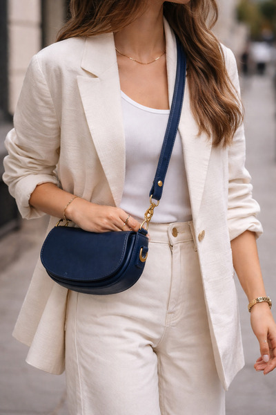 LOREVIE Kadın Oval Gold Detaylı El ve Omuz Çantası