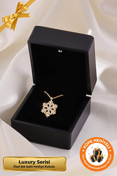 Lucente Jewellery Işıklı Hediye Kutulu Gold Kar Tanesi 925 Ayar Gümüş Kaplama...