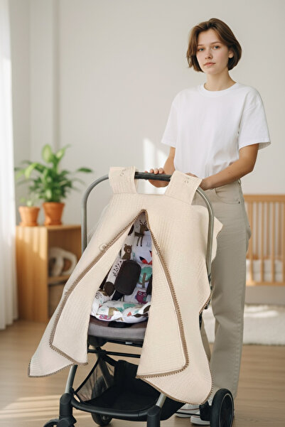 FG Store %100 Pamuk Çok Amaçlı Petek Pike Puset Örtüsü Ve Minderi