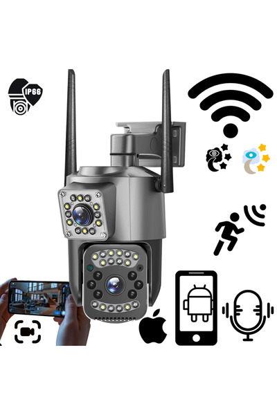 Markasız ucuz WiFi 6MP Çift Lensli Güvenlik Kamerası: HD,Hareket Takibi, Anın...