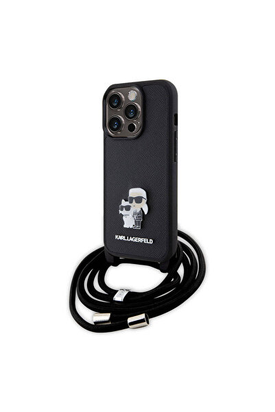 Karl Lagerfeld iPhone 15 Pro Max Kılıf Askı İpli K&C Metal Logo Orjinal Lisan...
