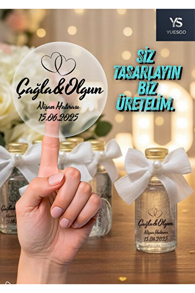 Yuesgo Kişiye Özel Şeffaf Etiket | Suya Dayanıklı | Net Baskı – Nişan, Kına, ...