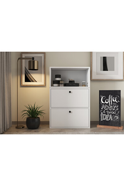 Nettrends Kapaklı Raflı Beyaz Çok Amaçlı Dolap 65,4 Cm Ça-d-1145-Ç