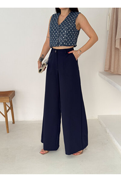 Vuntal BUTİK Pantaloni Plaszo dublu cu picioare late