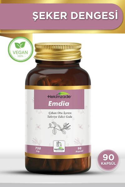 Hekimzade Emdia 90 Kapsül 750mg - Glukoz Dengesi Destekleyen Çıban Otu İçeren Takviye Edici Gıda