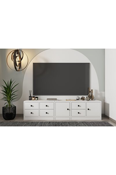 Nettrends Dolapli Çekmeceli Tv Ünitesi Beyaz 163 Cm Tvt-1025-Ç