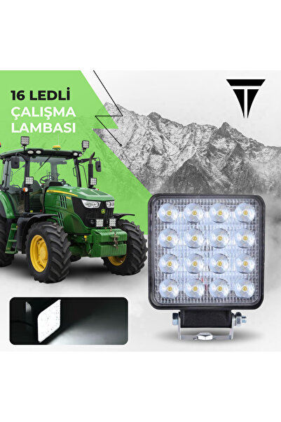 C9 16 Led Kare 48W Traktör Sis ve Çalışma Lambası 2 adet