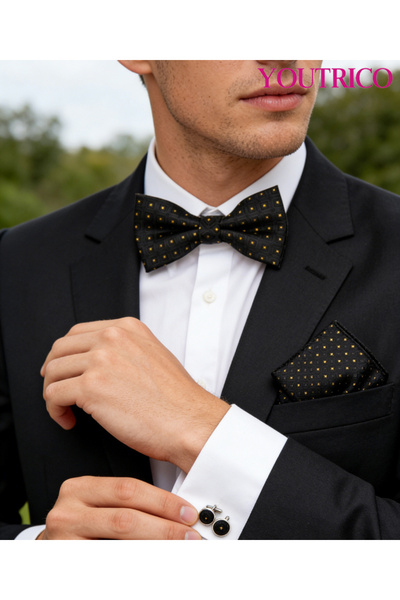 Youtrico Suit Bow Tie Handkerchief Cufflink-Premium Handmade 3-Piece