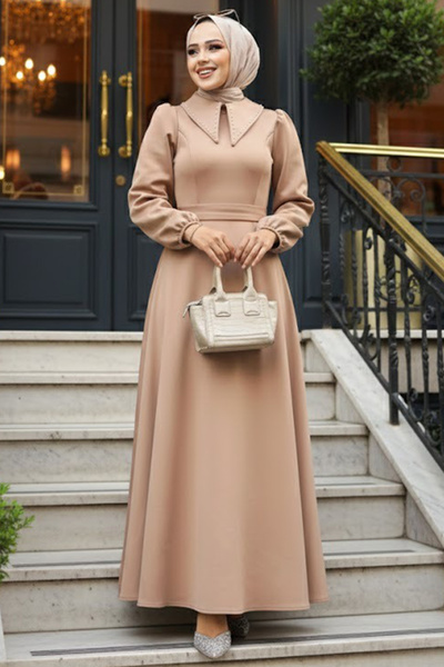 Neva Style Φόρεμα Hijab Baby Collar Biscuit - 23123BS
