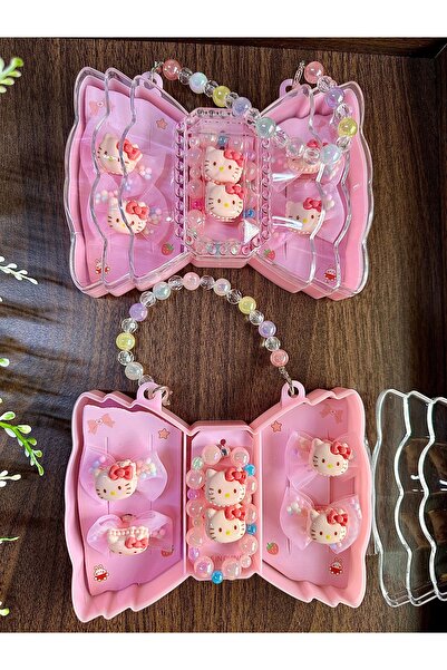 Hello Kitty Kelebek Model Büyük Çantalı Takı Seti Hediye Paketli ile Kargo + Hediye Toka