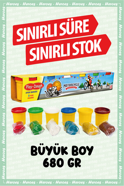 Genel Markalar HEROES Oyun Hamuru 6lı Ern-011 -680 gram - 6 Renk