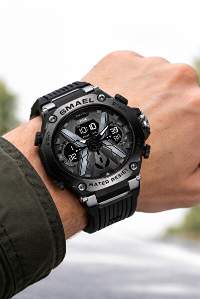 SMAEL Spor Tasarım Siyah Spor Erkek Kol Saati