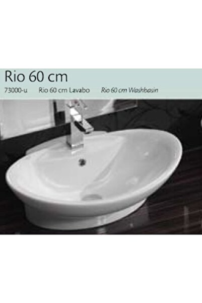 Turkuaz Lavabo Banyo-Wc Lavabosu -Tezgah Üstü -Cerastyle Rio -Beyaz -60x42cm -TURKUAZ