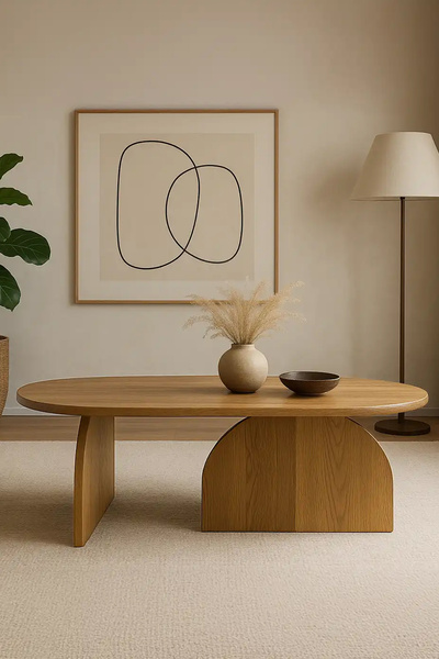 vornom Japandi Stili Ahşap Orta Sehpa - Oturma Odası Ev Dekorasyonu