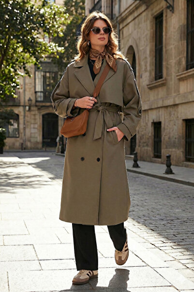 Lela Оверсайз-крій, круазе-комір, застібка на ґудзики, довгий тренч з поясом ...