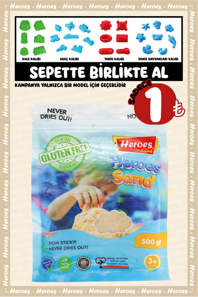 HEROES Natural Kinetik Kum 500 gr - Eğlenceli Akışkan Eğitici Kinetik Oyun Kumu