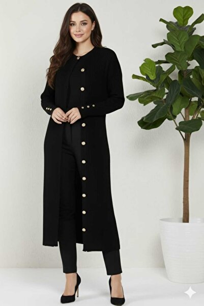 GÜLSELİ Simit Collar Long Cardigan