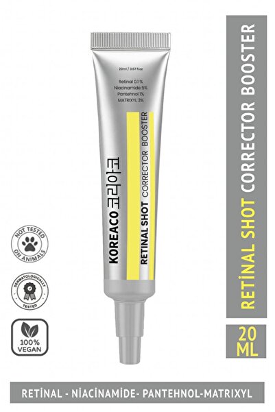 KOREACO Retinal (%0,1) Shot Corrector Booster Krem 20 ml | Niacinamide %5 Pantehnol %1 Matrixyl %3