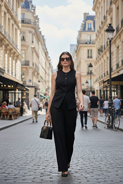 Lela Regular Fit Bisiklet Yaka Kolsuz Düğmeli Basic Bluz Yelek YELEK 65200004