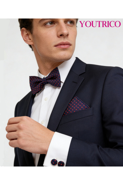 Youtrico ربطة عنق بدلة، منديل، أزرار أكمام - صناعة يدوية فاخرة، 3 قطع