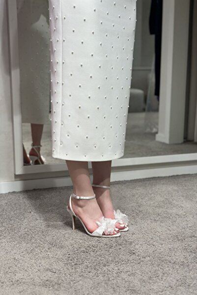 MARCATELLI Beyaz Saten Anna Abiye Ayakkabı