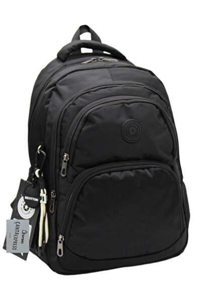 Bevitton 34600 حقيبة مدرسية من القماش الأسود المقاوم للماء للجنسين