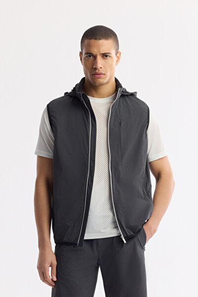 Avva Erkek Antrasit Dik Yaka Su İtici Rüzgar Geçirmez Bi-Stretch Comfort Fit Yelek A51Y6552