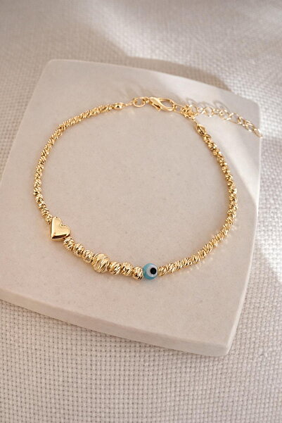 DEMOKAN Kadın Dorika Işıltısı Boncuk Kalp Detay Bileklik