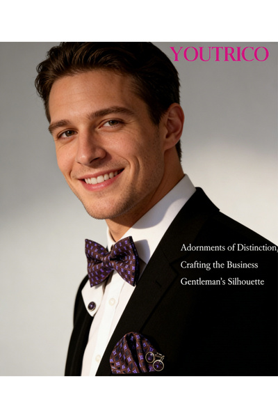 Youtrico ربطة عنق بدلة، منديل، أزرار أكمام - صناعة يدوية فاخرة، 3 قطع