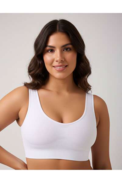 MİSTİRİK Rosella Model Göğüs Küçültücü Kalın Asklı Pedsiz Sütyen Beyaz Renk