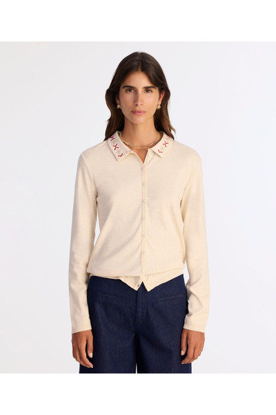 Yargıcı سترة ذات ياقة قميص عادية وأكمام طويلة