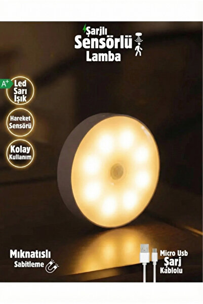 VOLEMİ V-009 Hareket Sensörlü Led Lamba – Mıknatıslı & Şarjlı, Kablosuz Aydınlatma
