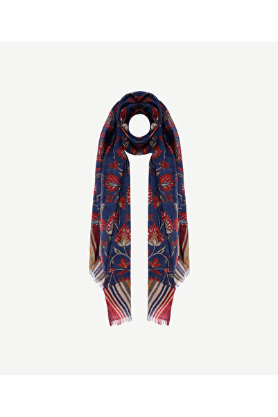 Yargıcı Çiçek Desenli Yün Şal