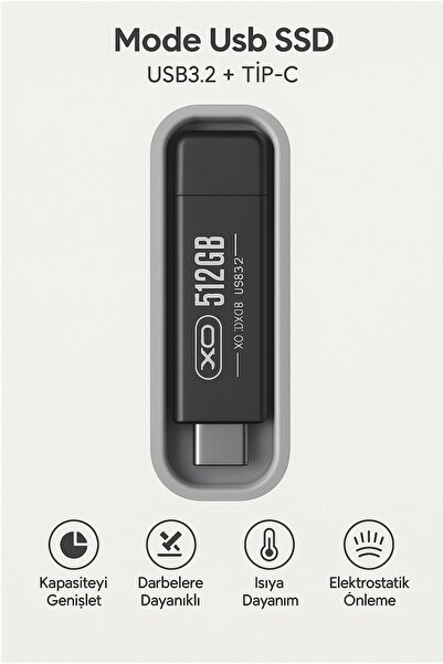 ATLT ATLANTİS 512 GB USB 3.2 TYPEC ÇİFT GİRİŞLİ TAŞINABİLİR FLASH BELLEK YÜKS...