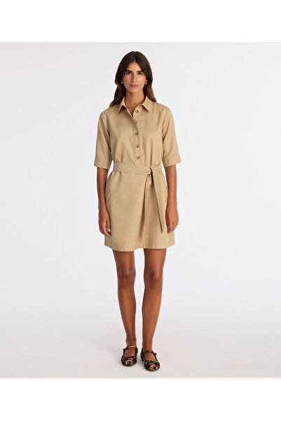 Yargıcı Straight Shirt Collar 3/4 Sleeve Dress