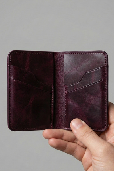 luvo Real Leather Wallet Card Holder Handmade Genuine Premium Leather Italian Stitching Compact Wallet with 6 Card Slots