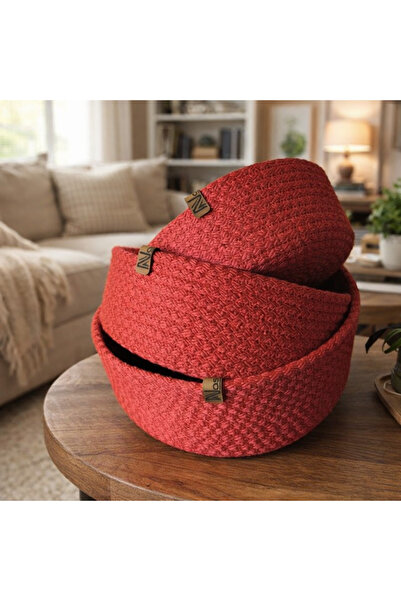 Naspar 3 crvene korpe, korpa za peškire, organizator za kuhinju i kupatilo, v...