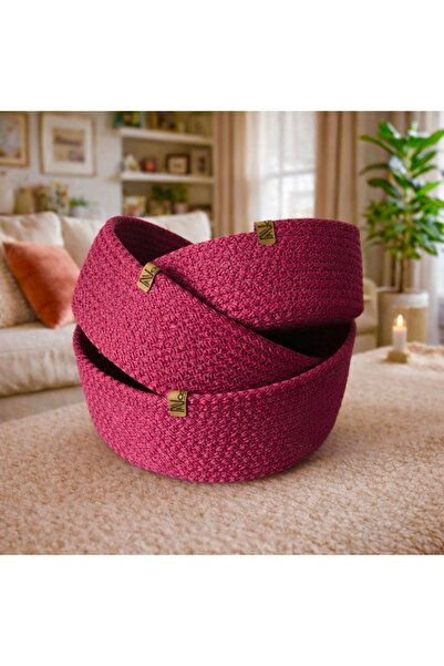 Naspar 3 قطع سلة فوشيا، سلة مناشف، منظم للمطبخ والحمام، مجموعة سلال متعددة ال...