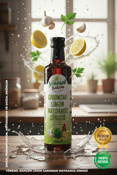 Yöresel Bahçem Sarımsak Limon Maydanoz Sirkesi Doğal Fermantasyon 500 ml