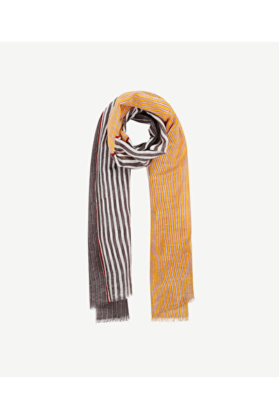 Yargıcı Keten Karışımlı Çizgili Şal