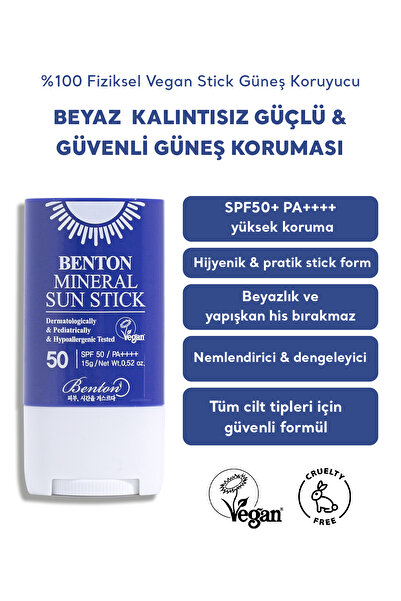 Benton Mineral Sun Stick (Hafif & İz Bırakmayan Formül Yüksek Koruma) (GLOBALCARE)