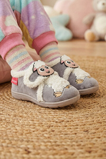 GEZER Kışlık Cırtlı Ayarlanabilir Rahat Iç Taban Kız Çocuk Panduf Ayakkabı