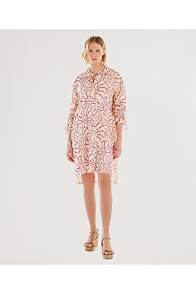 Yargıcı Long Sleeve Shirt Dress with Sleeve Tip Bead Detail