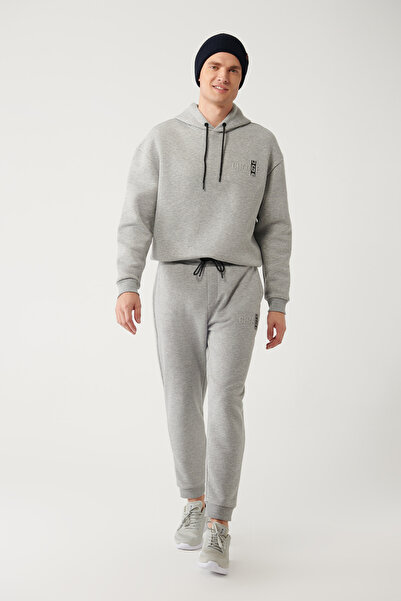 Avva Ανδρικό γκρι κορδόνι μέσης με 3 κλωστές, ελαστικό παντελόνι φούτερ A32y3464